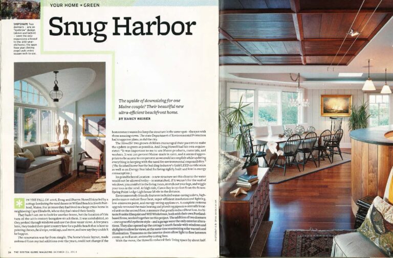 BOSTON GLOBE MAGAZINE – YOUR HOME/GREEN – Snug Harbor